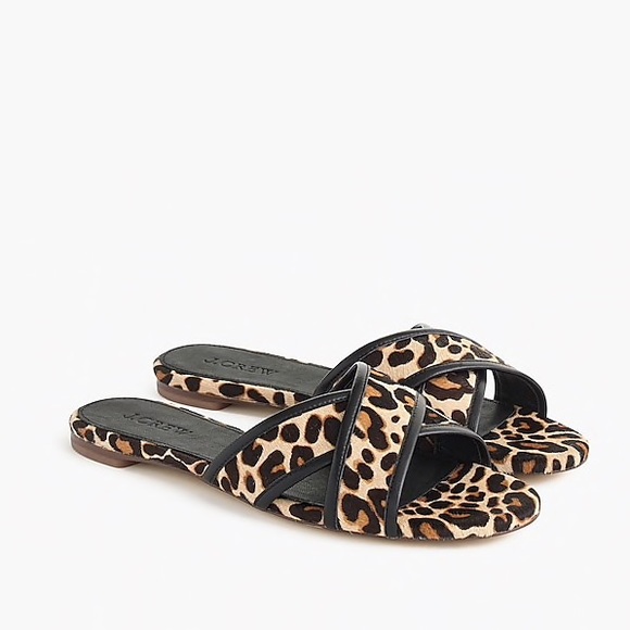J. Crew Shoes - J Crew Cora leopard flats/slides/sandals size 7